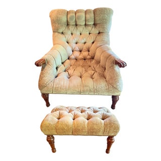Stickley Matching Leopold Chair and Ottoman Set For Sale