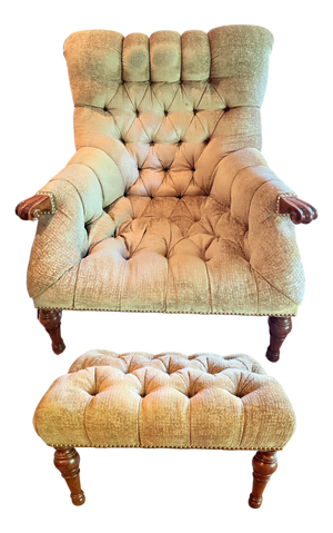 Stickley Matching Leopold Chair and Ottoman Set