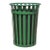 Late 20th Century Outdoor Slatted Steel Metal Green Park Trash Can & Liner - 24 Gallon For Sale