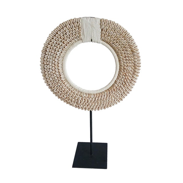 Money Cowrie & Macramé Necklace on Stand, Papua New Guinea For Sale - Image 4 of 15