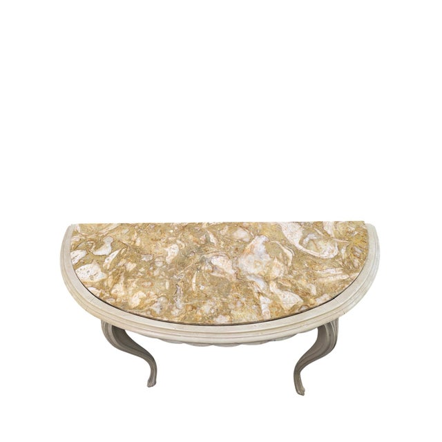 Vintage French Demilune Onyx Top Console Table With Braided Apron For Sale - Image 10 of 10