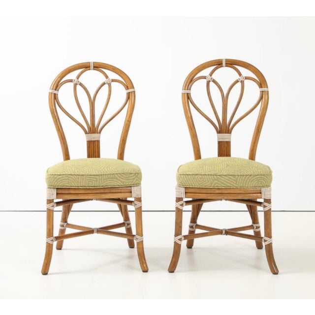 McGuire San Francisco Rattan With Rawhide Dining Chairs Set of 8 For Sale - Image 11 of 18