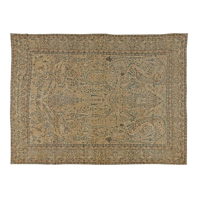 Authentic Persian Kirman Handwoven Wool Carpet For Sale