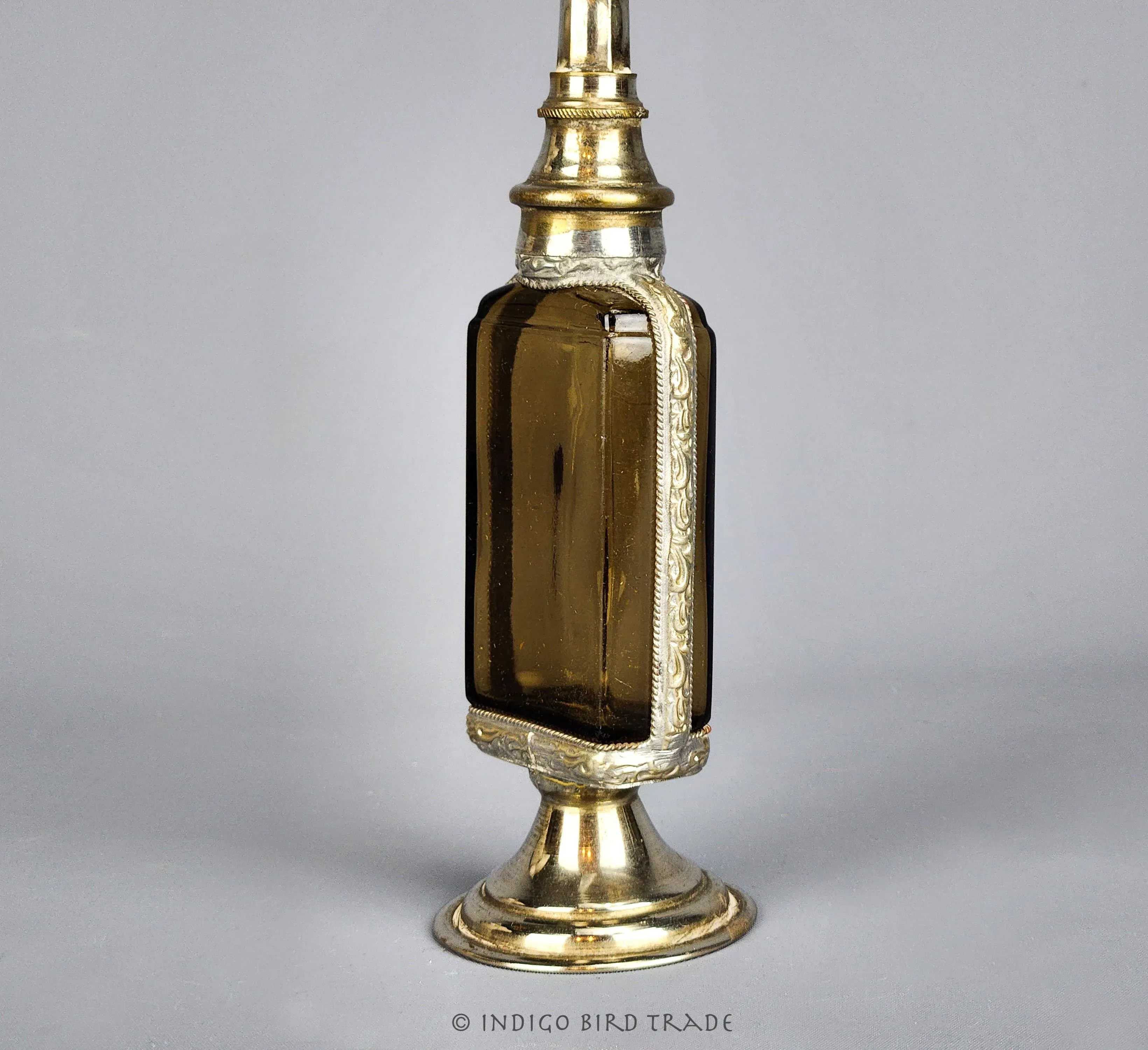 Antique Art Deco Moroccan Taupe Color Perfume Bottle Rose Water