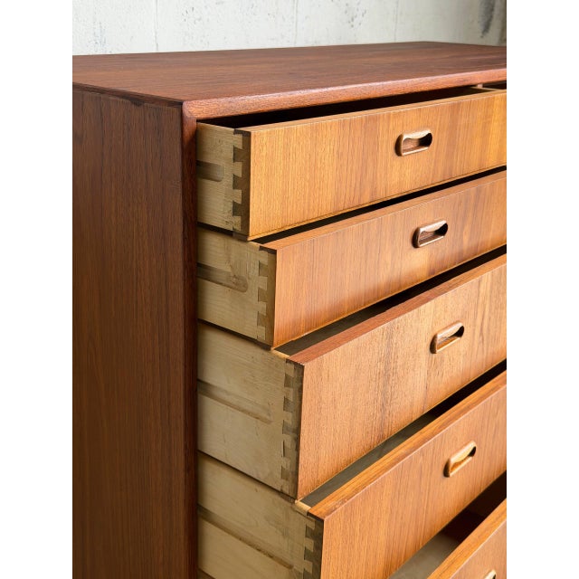 1960s In Style of Arne Vodder Teak Gentlemen’s Chest Wooden Highboy Dresser Denmark Mid-Century Modern 1960s For Sale - Image 5 of 9