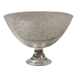 Large Baccarat Crystal Centerpiece Bowl on Pedestal, 1930s For Sale