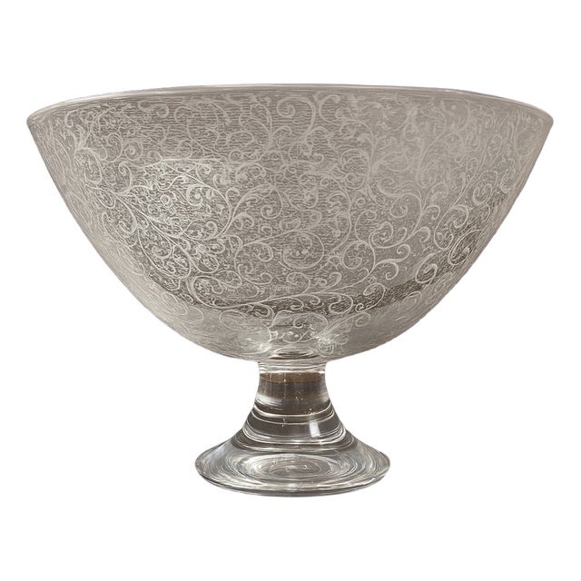 Large Baccarat Crystal Centerpiece Bowl on Pedestal, 1930s For Sale