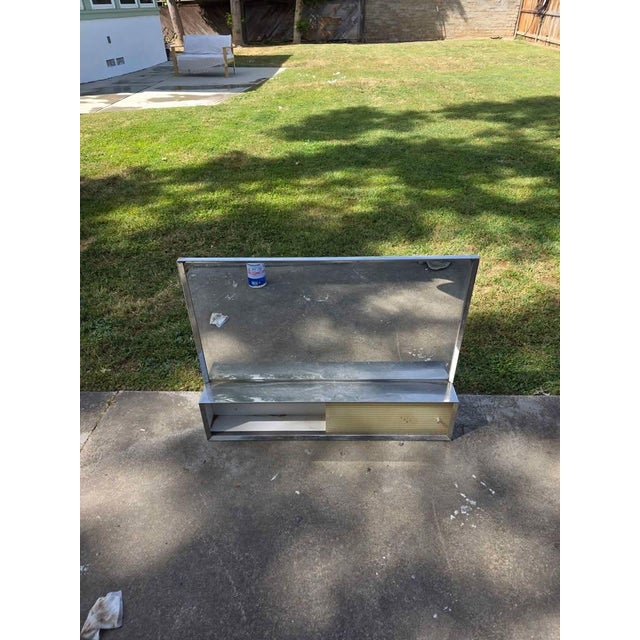Mid-Century Modern Vintage 28x36” Bathroom Vanity Chrome Framed Mirror Medicine Cabinet Door Damage For Sale - Image 3 of 5