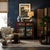 Chinese Distressed Red Blue Old Scenery Graphic Credenza Cabinet For Sale - Image 10 of 11