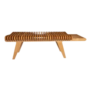 Organic Modern "Aligné" Slatted Bench in Solid Ambrosia Maple by Mark Leblanc, Usa, Century 2022