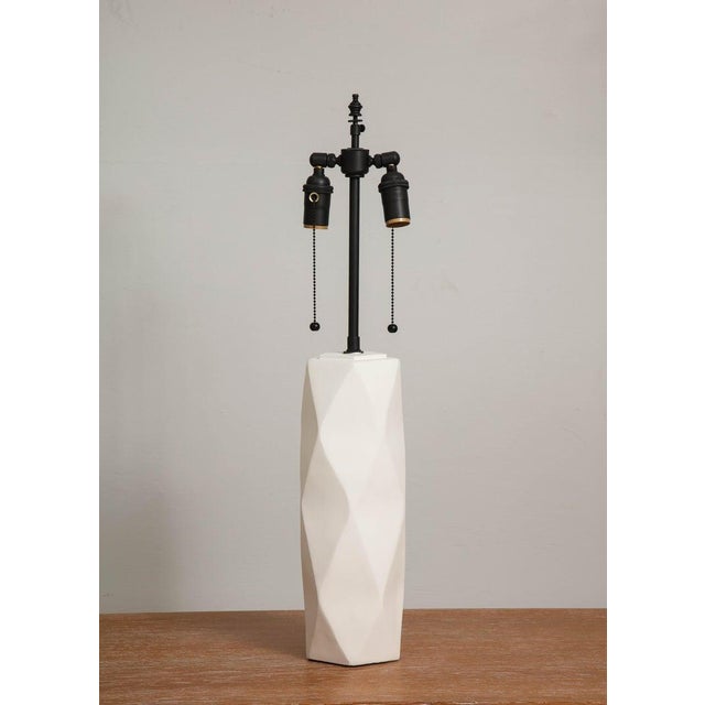 Bespoke Pair of Cubist inspired plaster lamps. The lamp shades are not included.