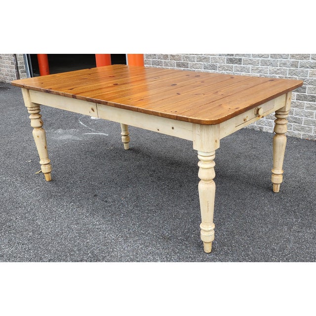 Ethan Allen Farmhouse Pine Collection Country Dining Room Table & 8