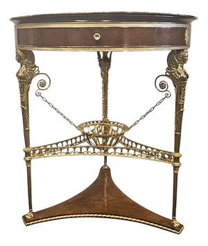 Gueridon in Mahogany and Gilded Bronze, 1960s