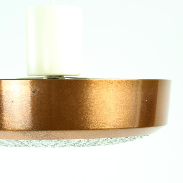 Copper & Glass Ceiling Light, 1970s For Sale - Image 4 of 9