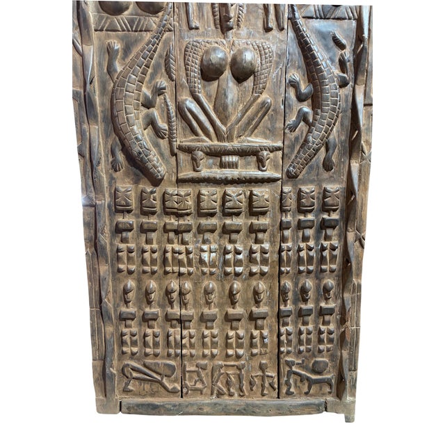 Vintage Dogon Granary Door With Crocodiles /Figures Mali African 70" H For Sale In New York - Image 6 of 10