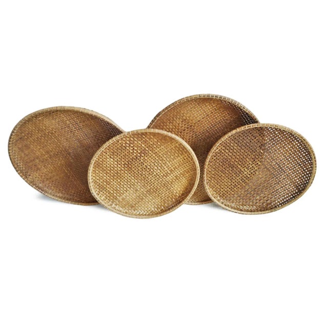 Bamboo Woven Round Tray Large For Sale - Image 4 of 7
