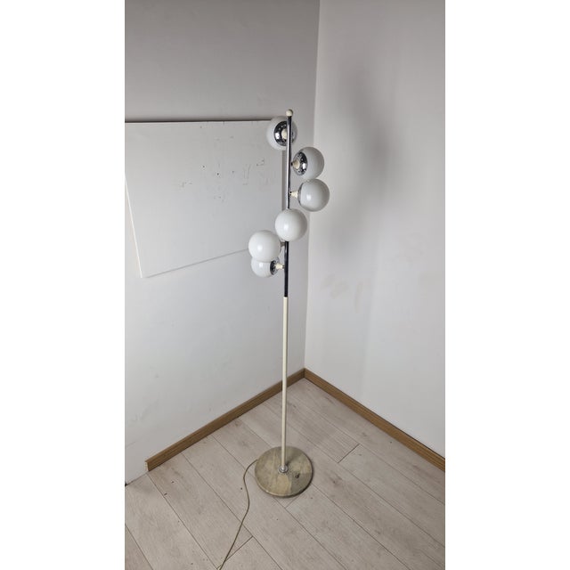 Torcion Model Floor Lamp in White, Chrome, White Glass and Marble Base from Stilnovo, 1950s, in Very Good conditions....