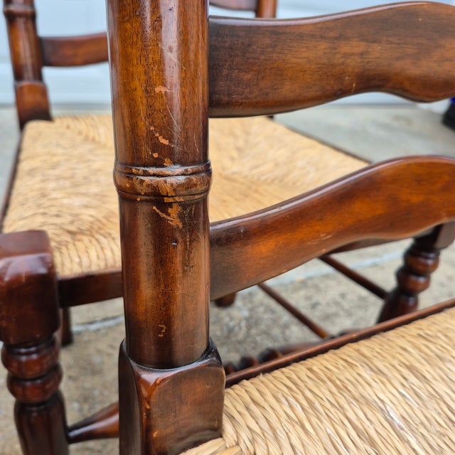 Brown 2019 Theodore Alexander Castle Bromwich Ladderback Rush Seat Dining Side Chairs, Set of 6 For Sale - Image 8 of 15