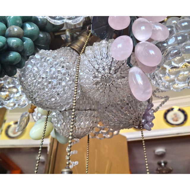 19thc Art Nouveau Monumental Bronze & Brass With Quartz Grape Cluster Bounty 9 Light Chandelier For Sale - Image 11 of 18