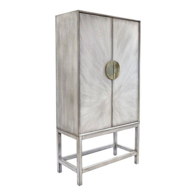 Pasargad Home Oliver Bar Cabinet With Shelves, Drawer and Mirror For Sale