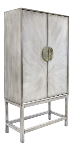 Pasargad Home Oliver Bar Cabinet With Shelves, Drawer and Mirror