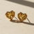 Geometric Heart Citrine Stud Earrings, Silver, Gold, Pair For Sale - Image 4 of 9