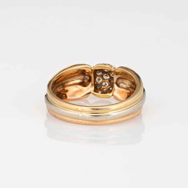 Late 20th Century Vintage Cartier Diamond Ring 18k Tri Gold Signed Fine Jewellery size 7.5 For Sale - Image 5 of 7
