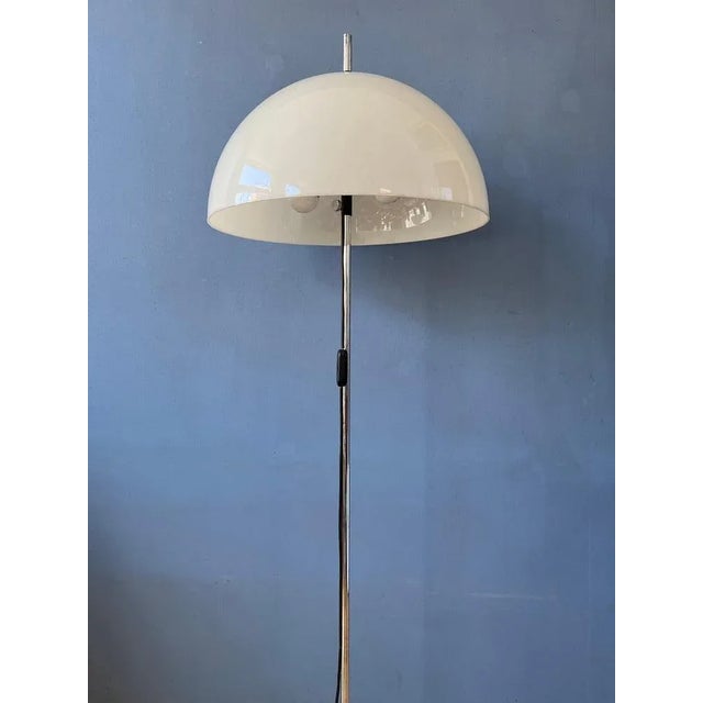 Glass Vintage Mushroom Floor Lamp with White Acrylic Glass Shade from Dijkstra, 1970s For Sale - Image 7 of 11