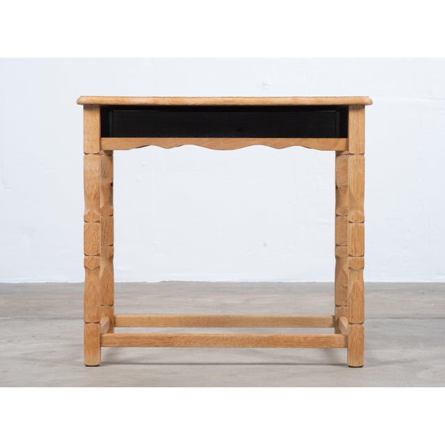 Danish Brutalist Oak Bedside Table with Ceramic Tiles, 1960s For Sale - Image 4 of 10