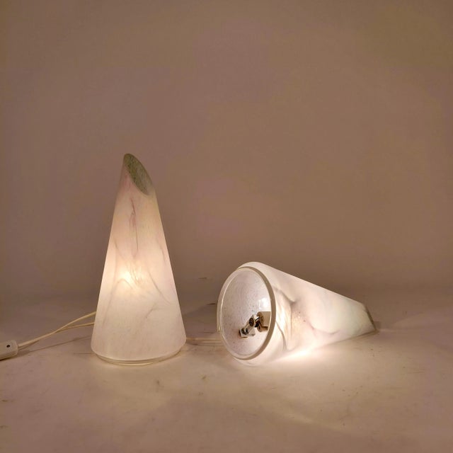 Italian Murano Glass Table Lamps in the style of Vistosi Murano, 1980s, Set of 2 For Sale - Image 10 of 12