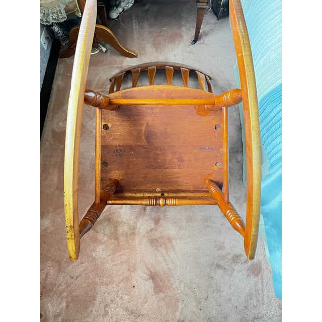 Vintage S. Bent & Bros. Colonial Spindle-Back Rocking Chair – Gardner, Ma – Solid Wood For Sale - Image 4 of 5