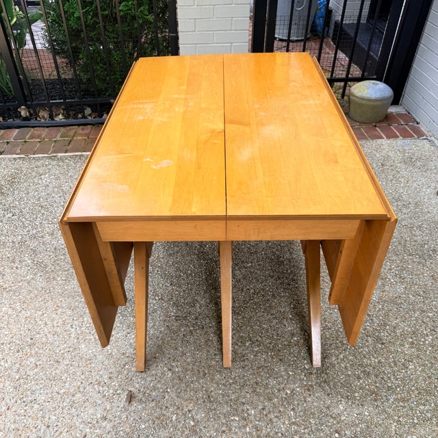 Wood Mid Century Modern Drop Leaf Dining Table & 4 Chairs For Sale - Image 7 of 17
