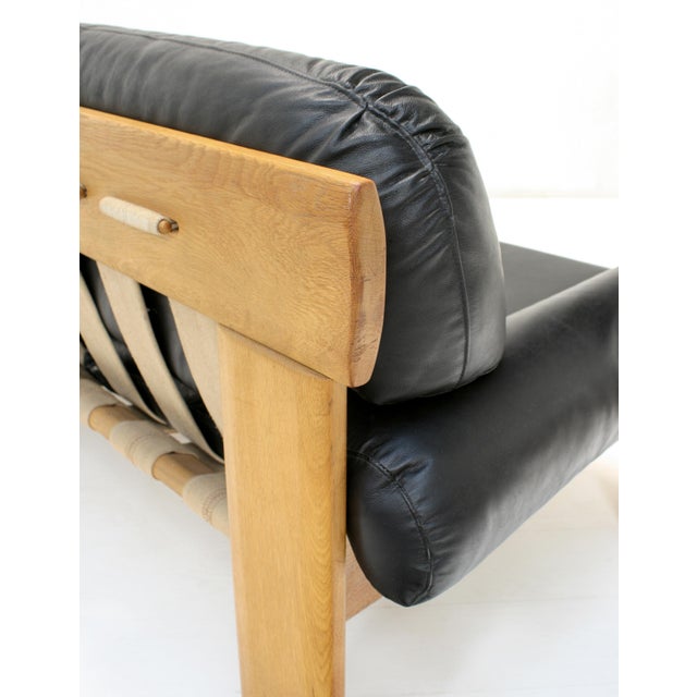 Mid-Century Modern Oak and Leather Africa Sofa by Esko Pajamies for Asko Oy, 1970s For Sale - Image 3 of 9