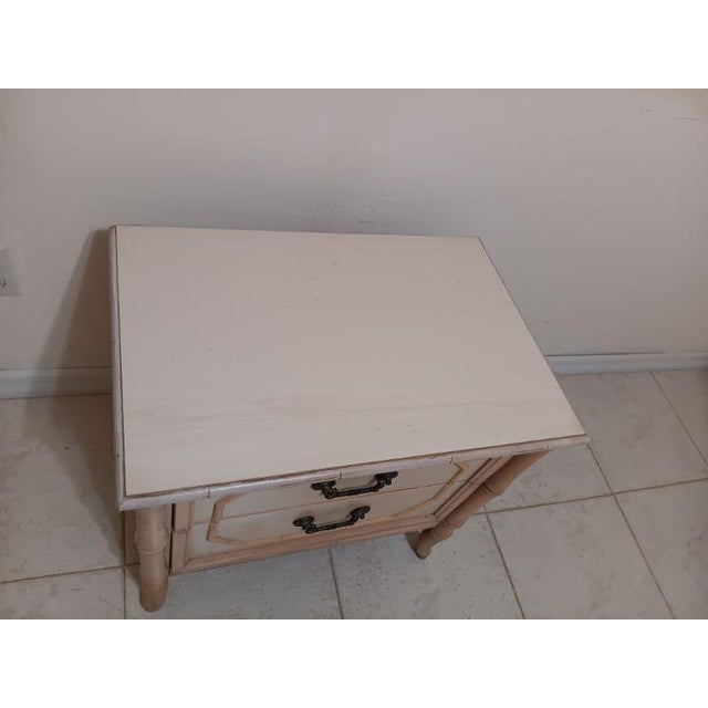 1980s Nightstand Broyhill Vintage Boho Chic Hollywood Regency Faux Bamboo 2 Drawer For Sale - Image 5 of 5