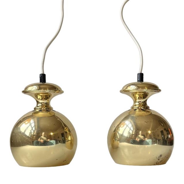 Vintage Brass Pendant Lamps attributed to Hans-Agne Jakobsson for Markaryd, 1960s, Set of 2 For Sale - Image 13 of 13