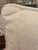 Elegant pair of custom tailored off-white accent pillows in coordinating square sizes, measuring approximately 17” x 17”...