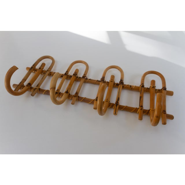 Italian Bamboo and Rattan Coat Rack, 1950s For Sale - Image 4 of 15