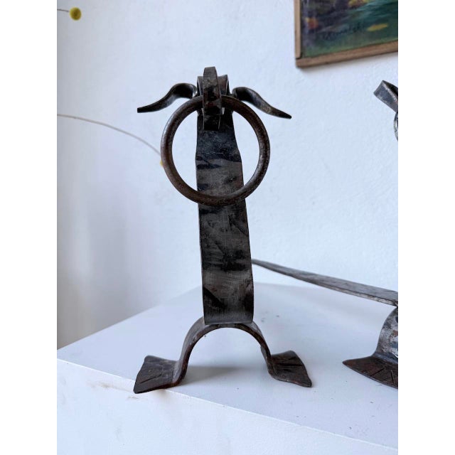 Zoomorphic Metal Dog Andirons, 1950s, Set of 2 For Sale - Image 16 of 18