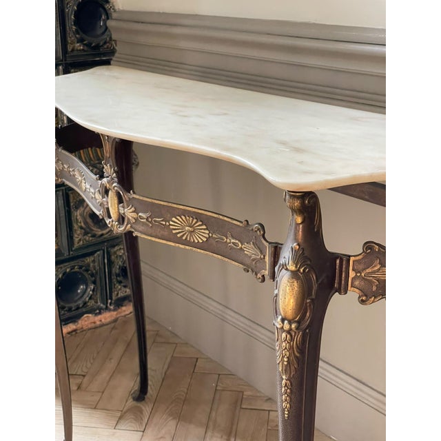 Vintage Italian Console Table with Marble Top, 1960 For Sale - Image 6 of 8