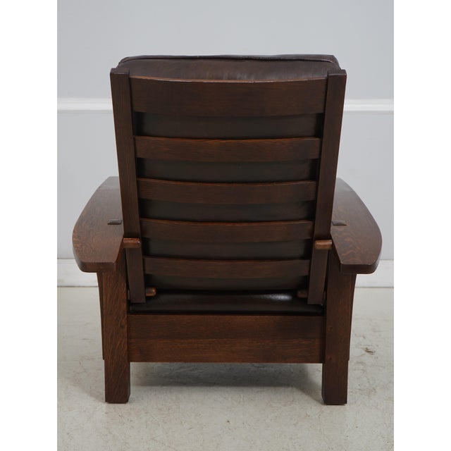 2000 - 2009 Stickley Mission Oak Leather Morris Chair & Ottoman For Sale - Image 5 of 18