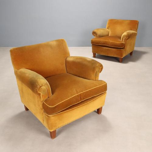 Vintage Armchairs in Velvet, Italy, 1950s, Set of 2 For Sale - Image 10 of 10