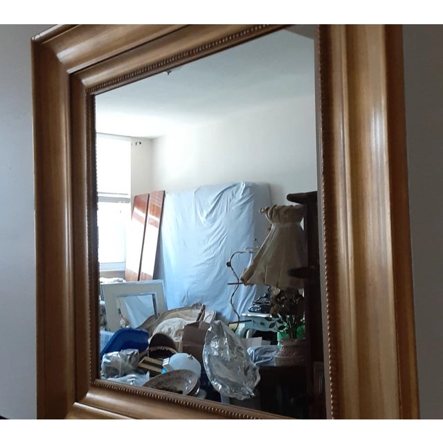 Custom Contemporary Large 44" Designer's Gold Square Gilt Wood Wide Frame Wall Mirror For Sale - Image 9 of 9