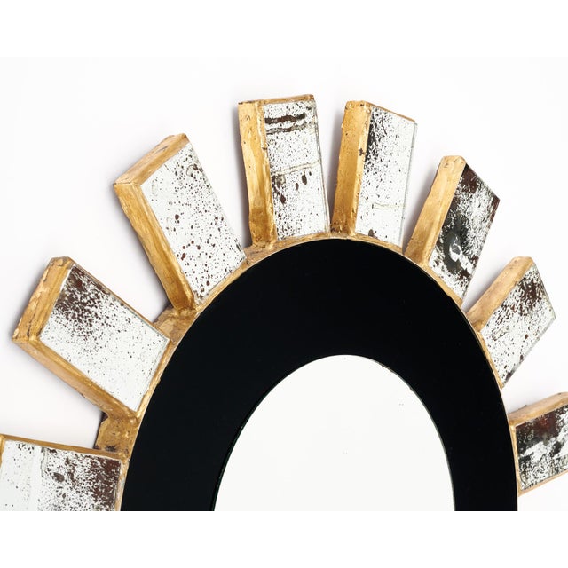 Glass Covered Vintage Sunburst Mirror For Sale - Image 4 of 9