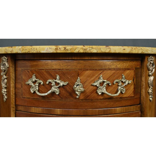 Wood Early 20th Century Louis XV-Louis XVI Transition Style Half-Moon Commode For Sale - Image 7 of 18