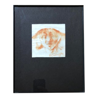 Wilbur Chadwick, African American Artist; MCM Portrait on Rice Paper For Sale