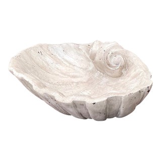 Vintage Italian Carved Wood Shell Bowl For Sale
