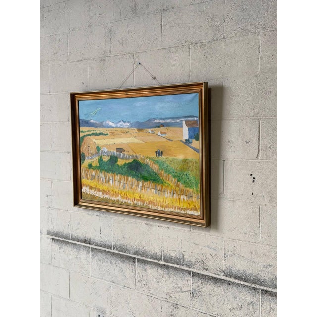 Mid-Century Modern Van Ardi Framed Rural Landscape Painting on Canvas Vintage Mid-Century Modern 1970s For Sale - Image 3 of 8