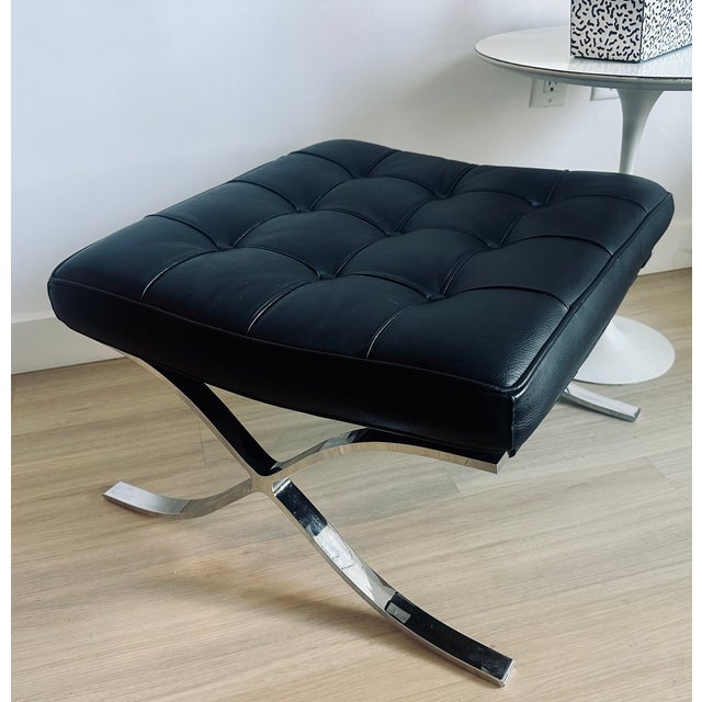 1980s Mies Van Der Rohe for Knoll Barcelona Ottoman Mid Century Modern Bauhaus For Sale - Image 5 of 8