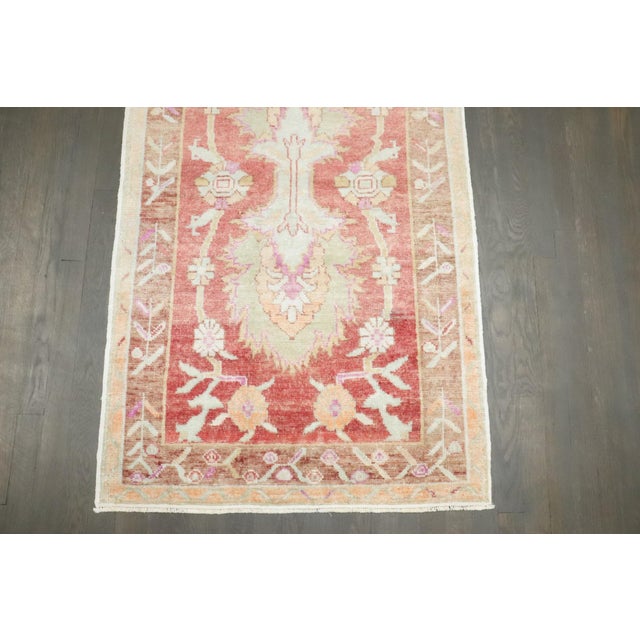 Small Red Vintage Turkish Oushak Rug - 2'9" x 4'9" For Sale - Image 4 of 5