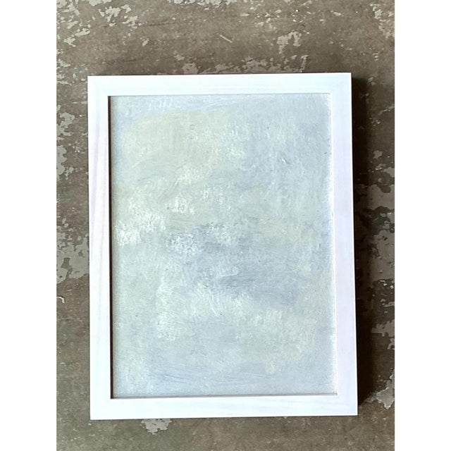White Vintage Abstract Expressionist Painting For Sale - Image 8 of 12